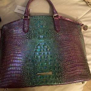 Brahmin LARGE Duxbury Satchel Hyacinth Ombre Melbourne &  Wallet stunning used